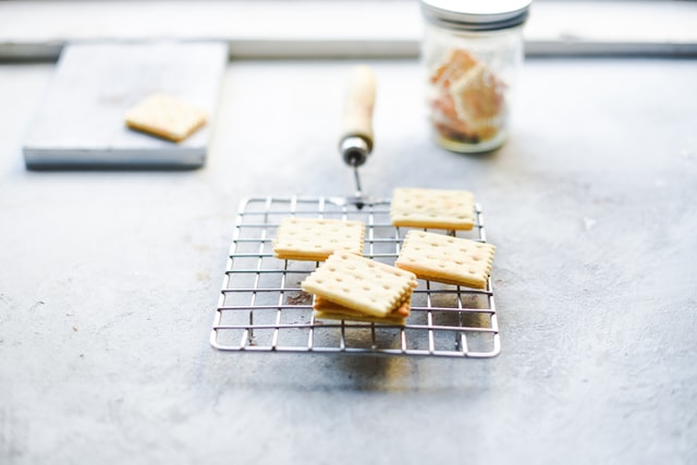 cheese and crackers on a griddle