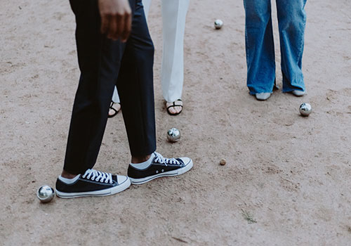 People playing petanque